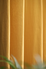 Curtain - Opaque solid plain cotton curtain : Yellow