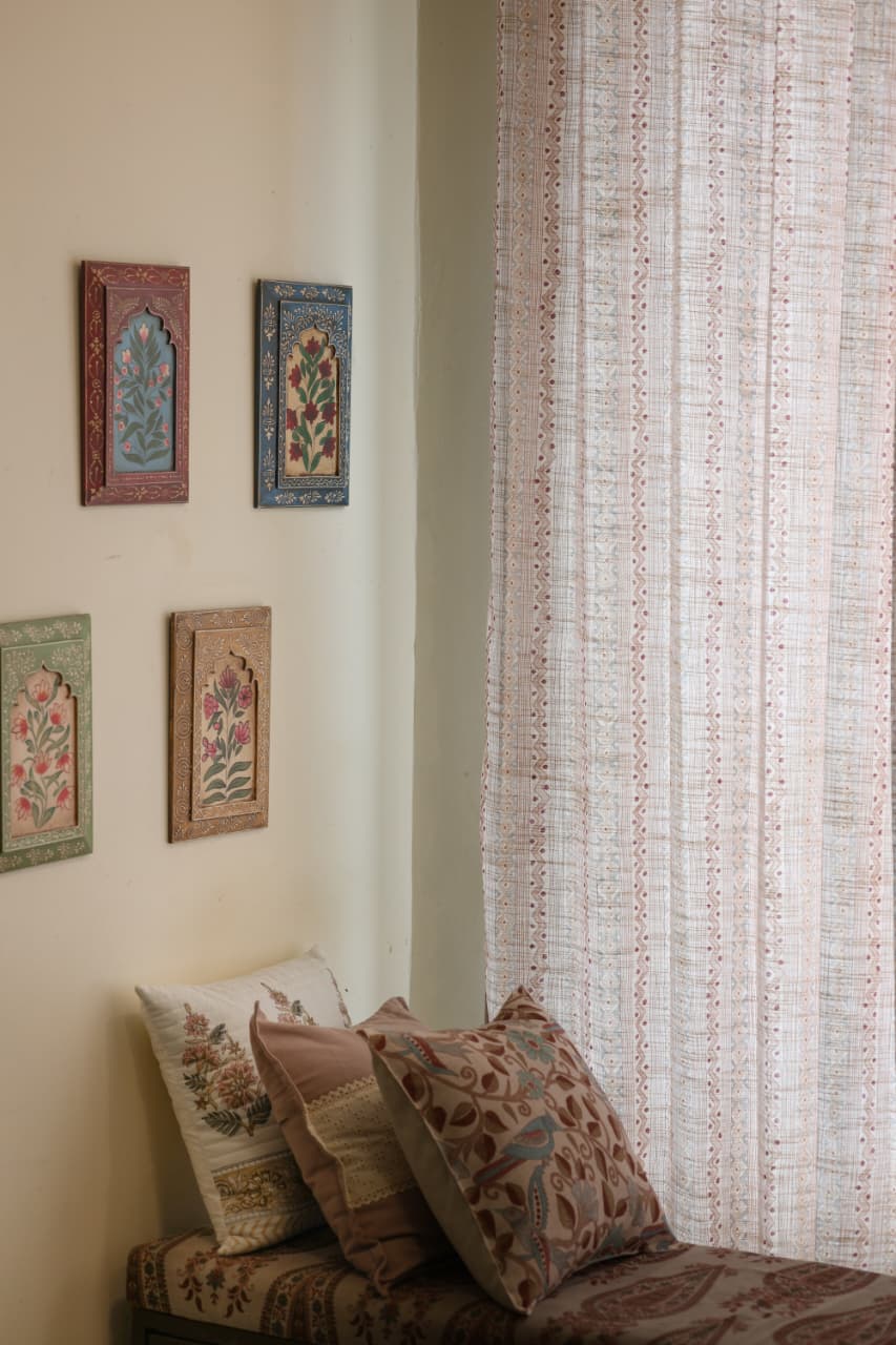 Curtains - Premium kantha print floral opaque curtains prebooking