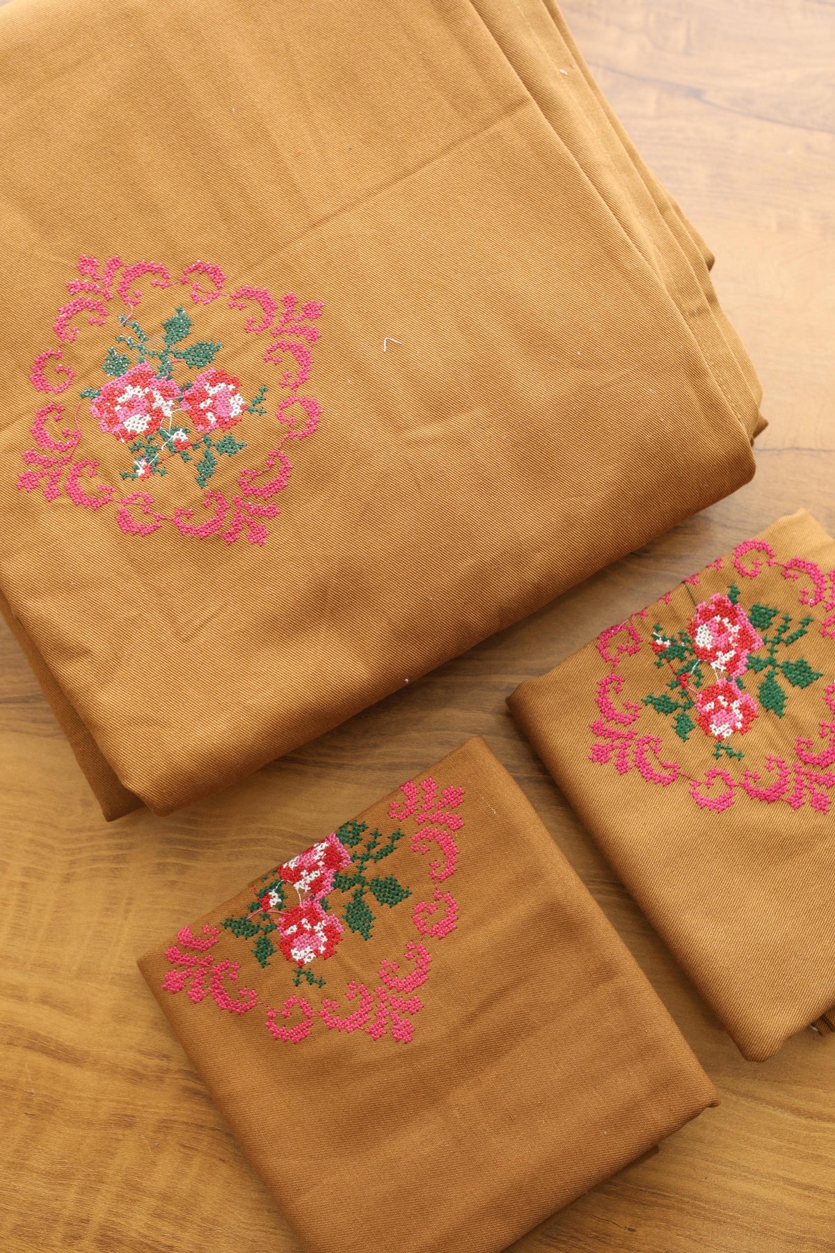 Bedsheets - King cross stitch embroidered bedsheets