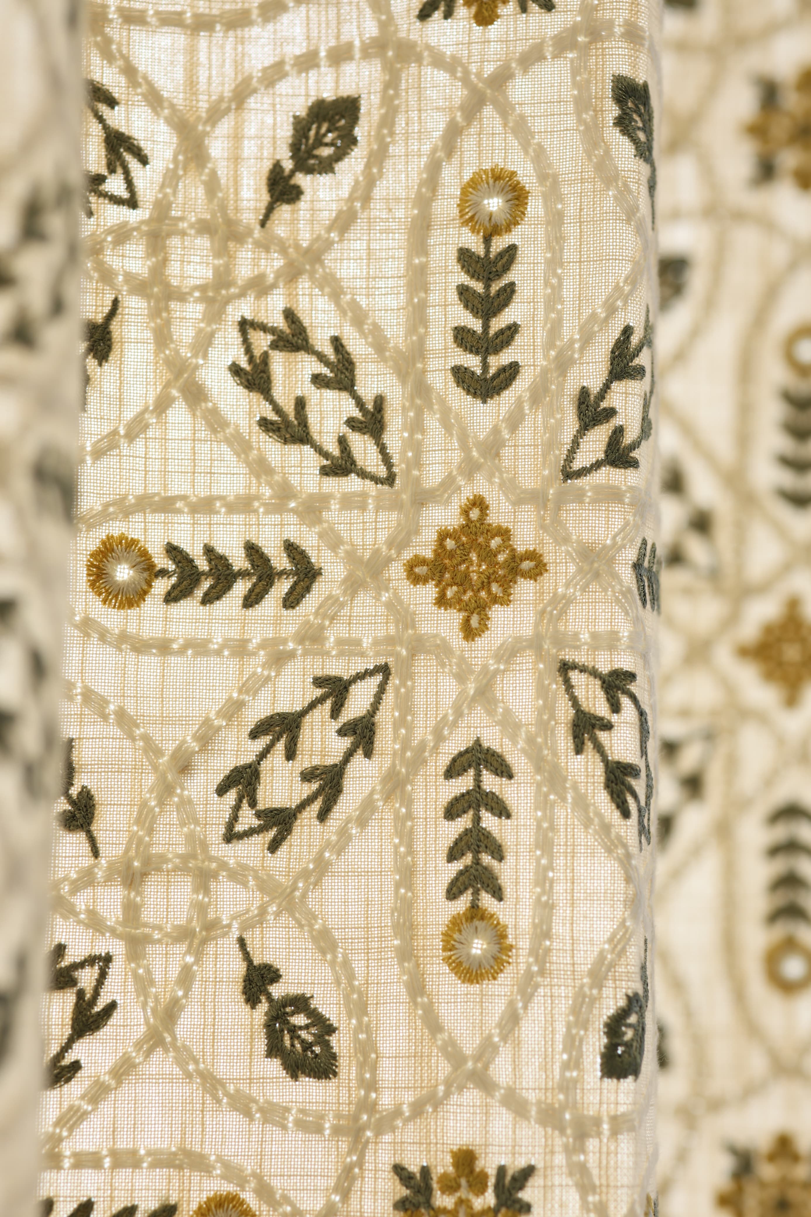 Curtains : Premium embroidery opaque curtains prebooking (description )Olive Trellis