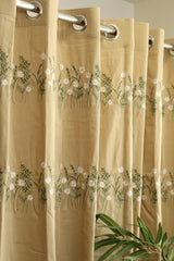 Curtains - Floral embroidery opaque curtains Golden Meadow Curtains