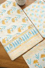 Bedsheets - Queen percale cotton handblock white lily bedsheets