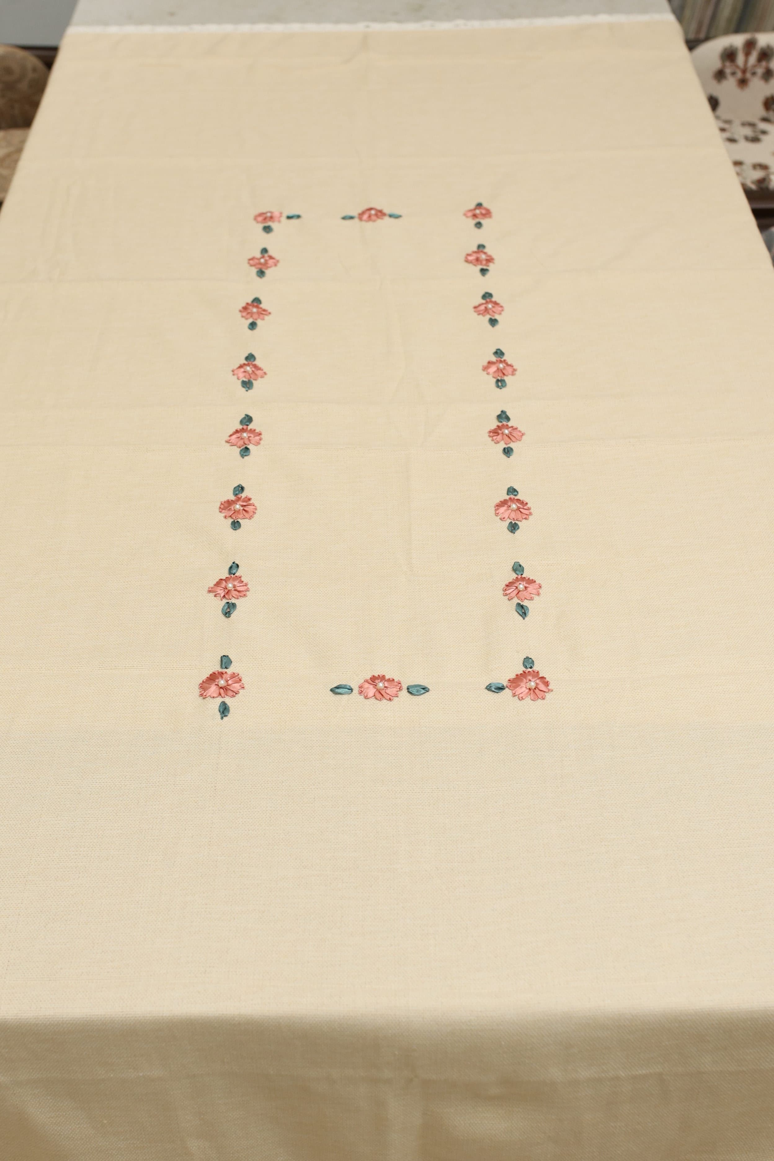 Table cloths - 6 seater ribbon embroidery