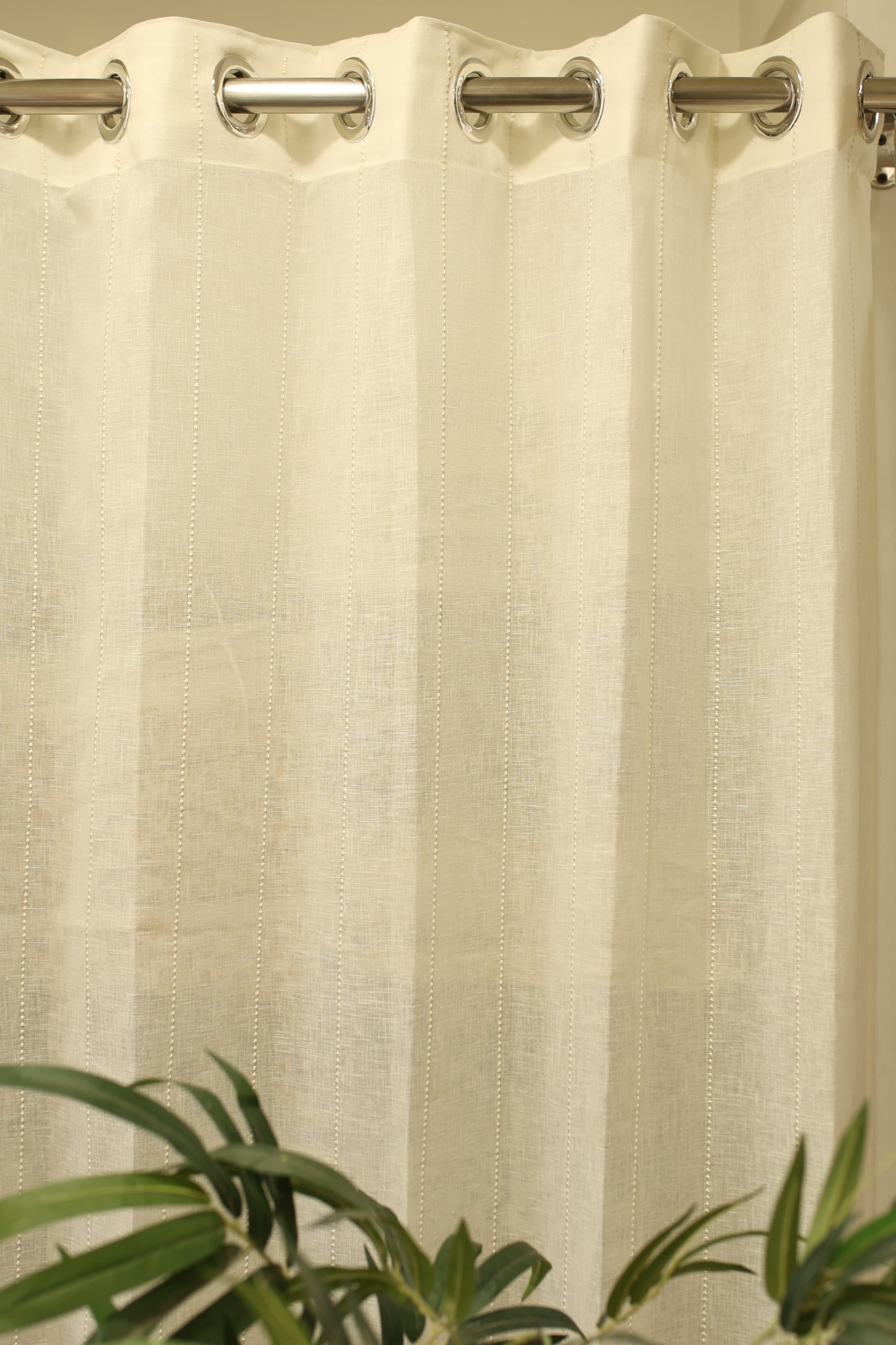 Curtains - Premium embroidery sheer curtains wider width off white shade prebooking