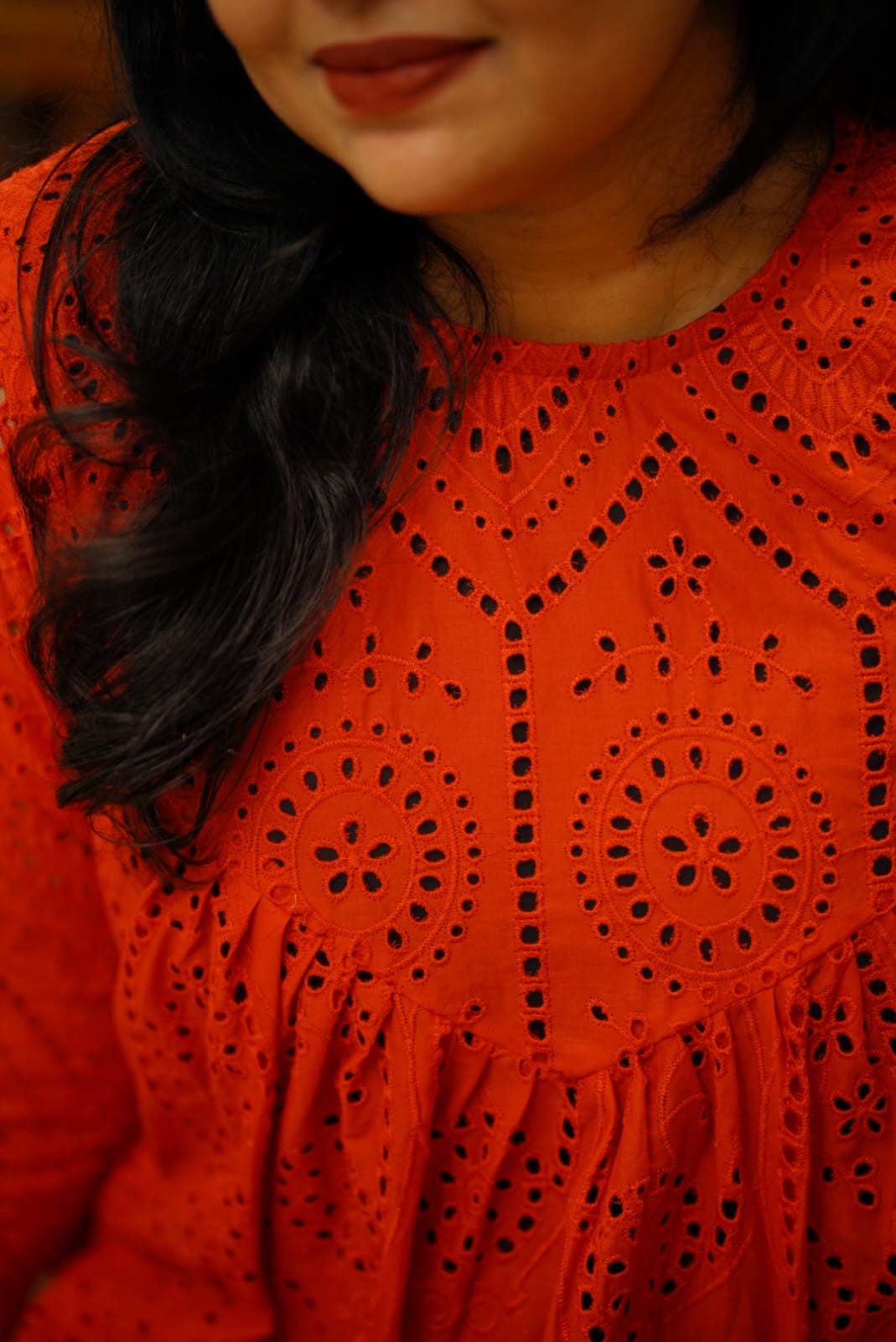 Red Hackoba Kurti Dress - Ready