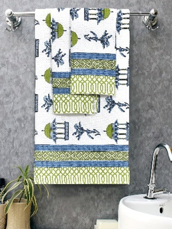 Handblock waffle towel set