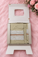 Bedsheets 5pcs set - Premium King soft cotton Ribbon lace bedsheets majestic