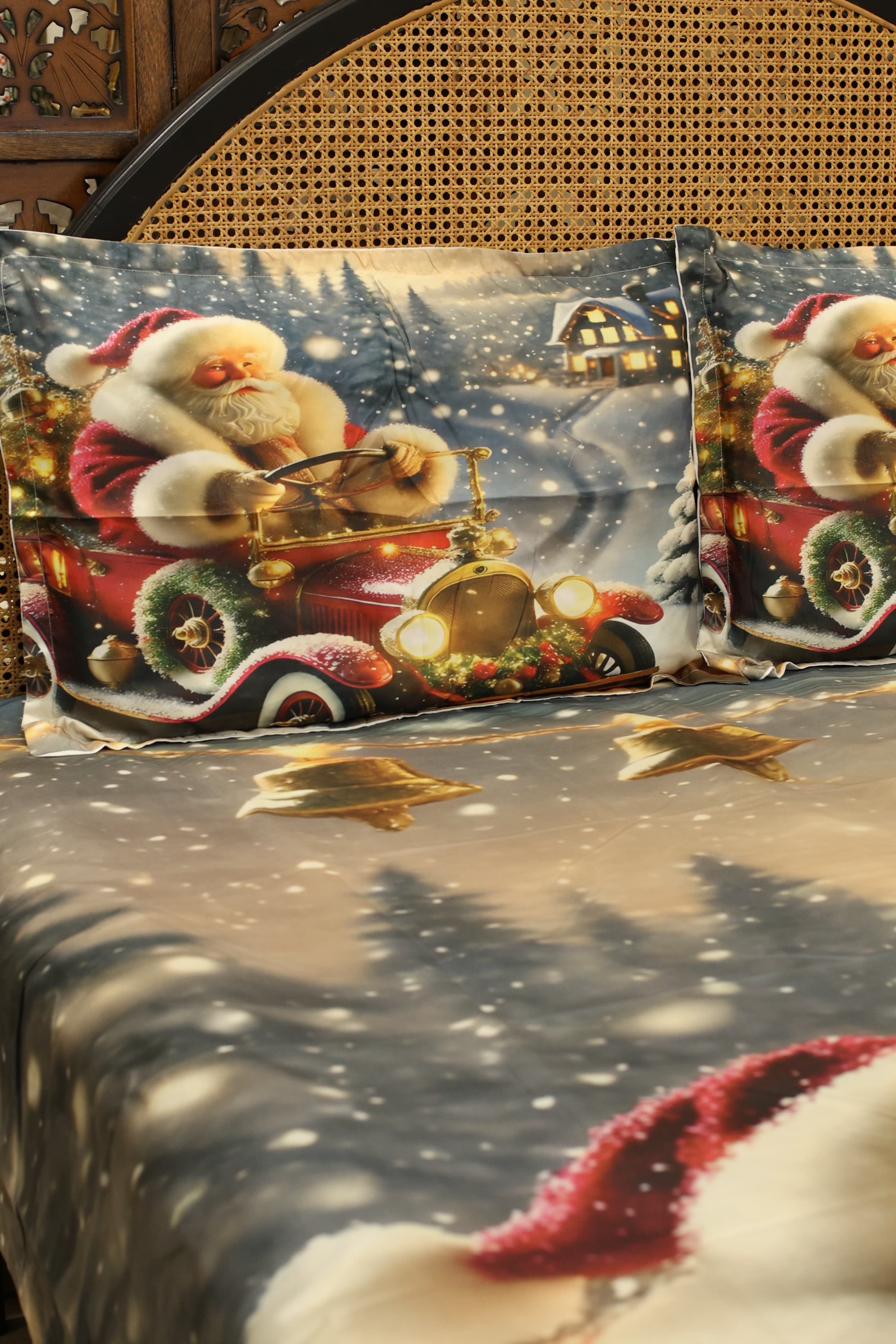 Christmas 7D Panel Print King Size Bedsheet Set - Xmas edition