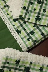 Bedsheets - Premium king printed lace bedsheet with cushion covers Check green bud