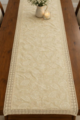 Embroidered Floral 6 Seater Table Runner with Lace Border