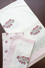 Bedsheets - King percale cotton handblock soft lily  bedsheets