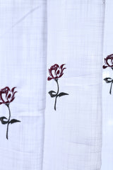 Curtains - Embroidery Semi transparent curtains LINEN Bud (pink base)
