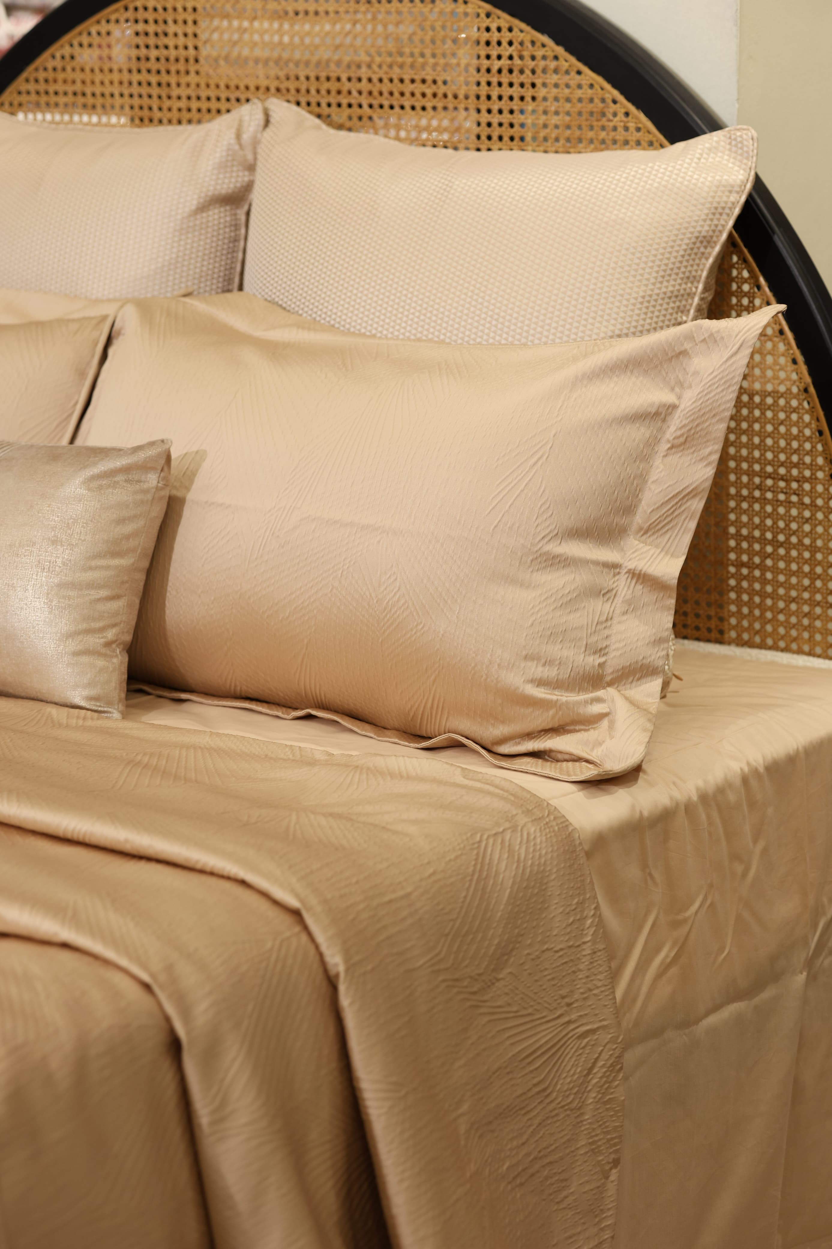 Champagne Luxe Cotton Bed Linen Ensemble with Duvet Cover Ddecor