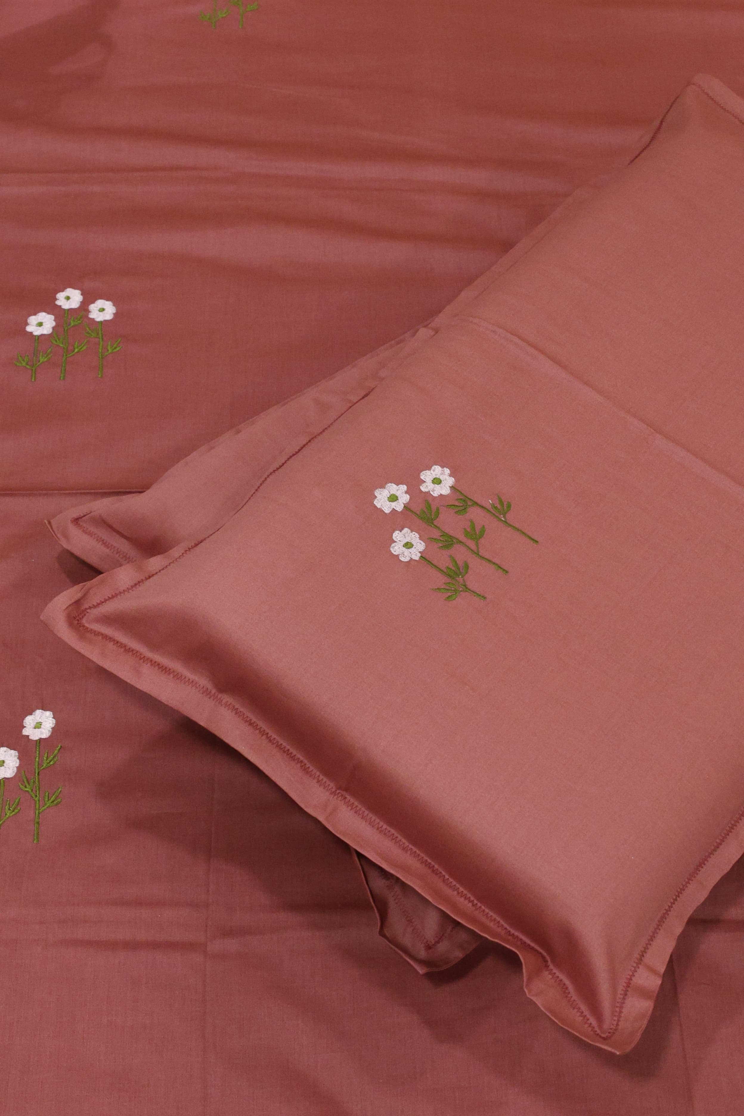King Size Premium Machine Embroidery Bedsheet Set with 2 Pillow Covers (108x108")