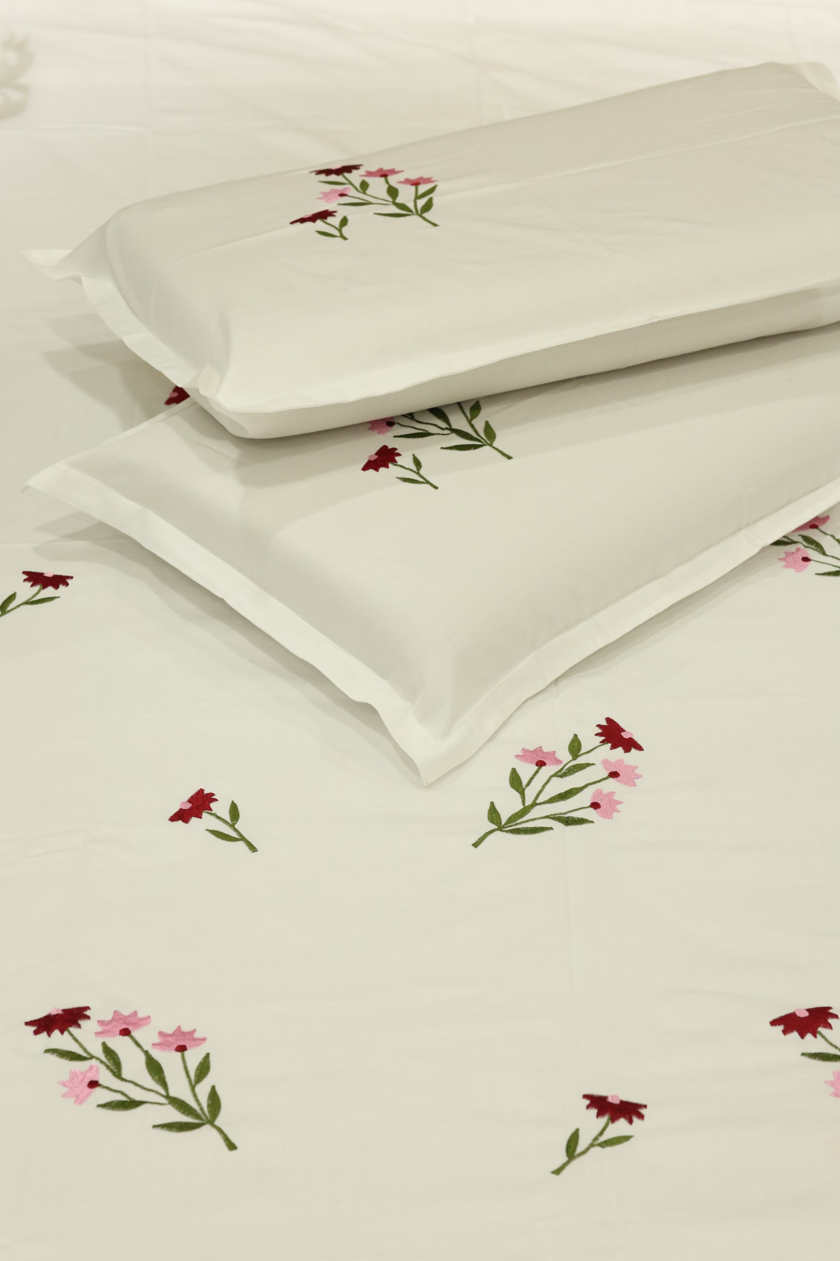King Size Premium Machine Embroidery Bedsheet Set with 2 Pillow Covers (108x108")