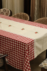 Table cloths - 8 Seater cross stitch embroidery Red check
