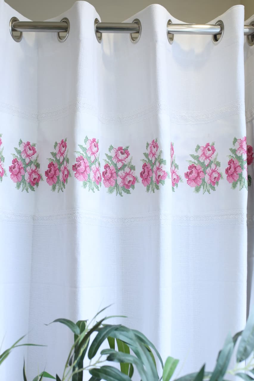 Curtains - Premium Cross Stitch Embroidery Opaque Curtain Lillian roses