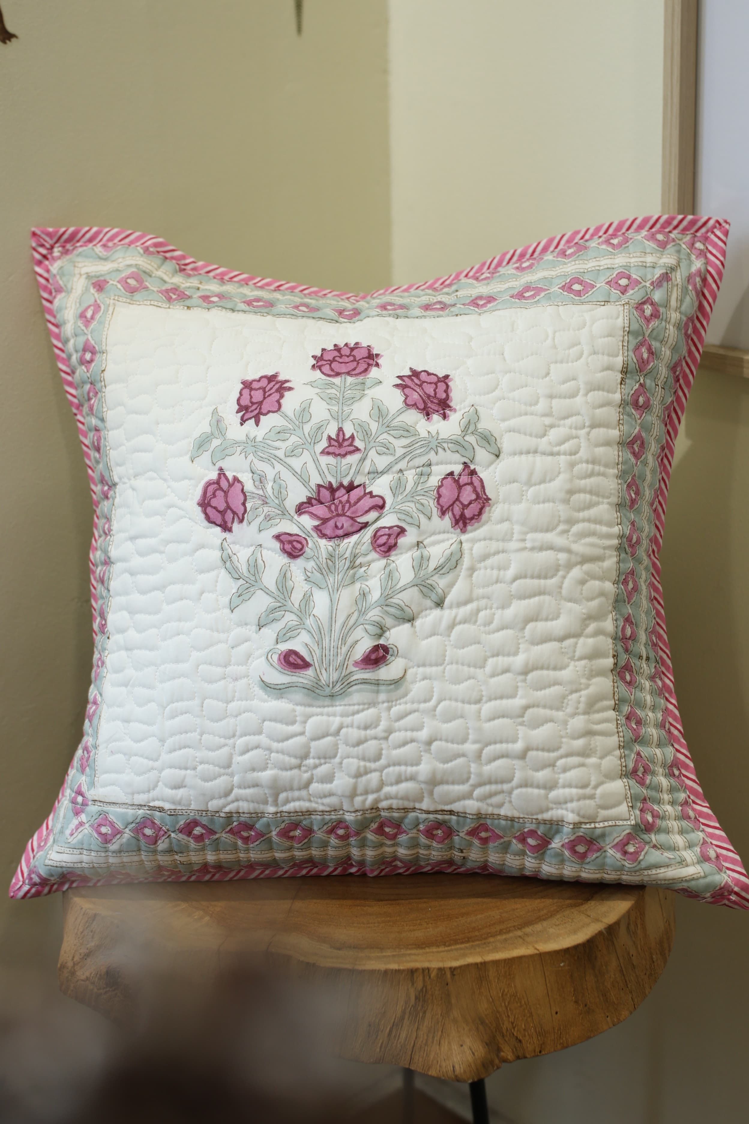 Cushion covers - quilted Handblock print