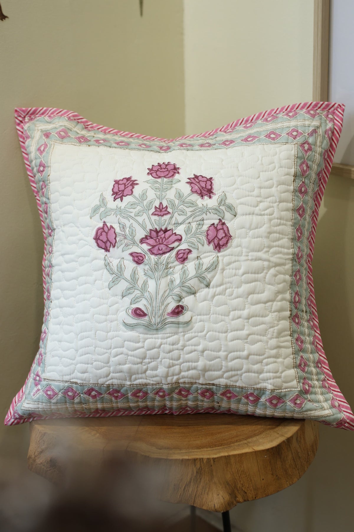 Cushion covers - quilted Handblock print