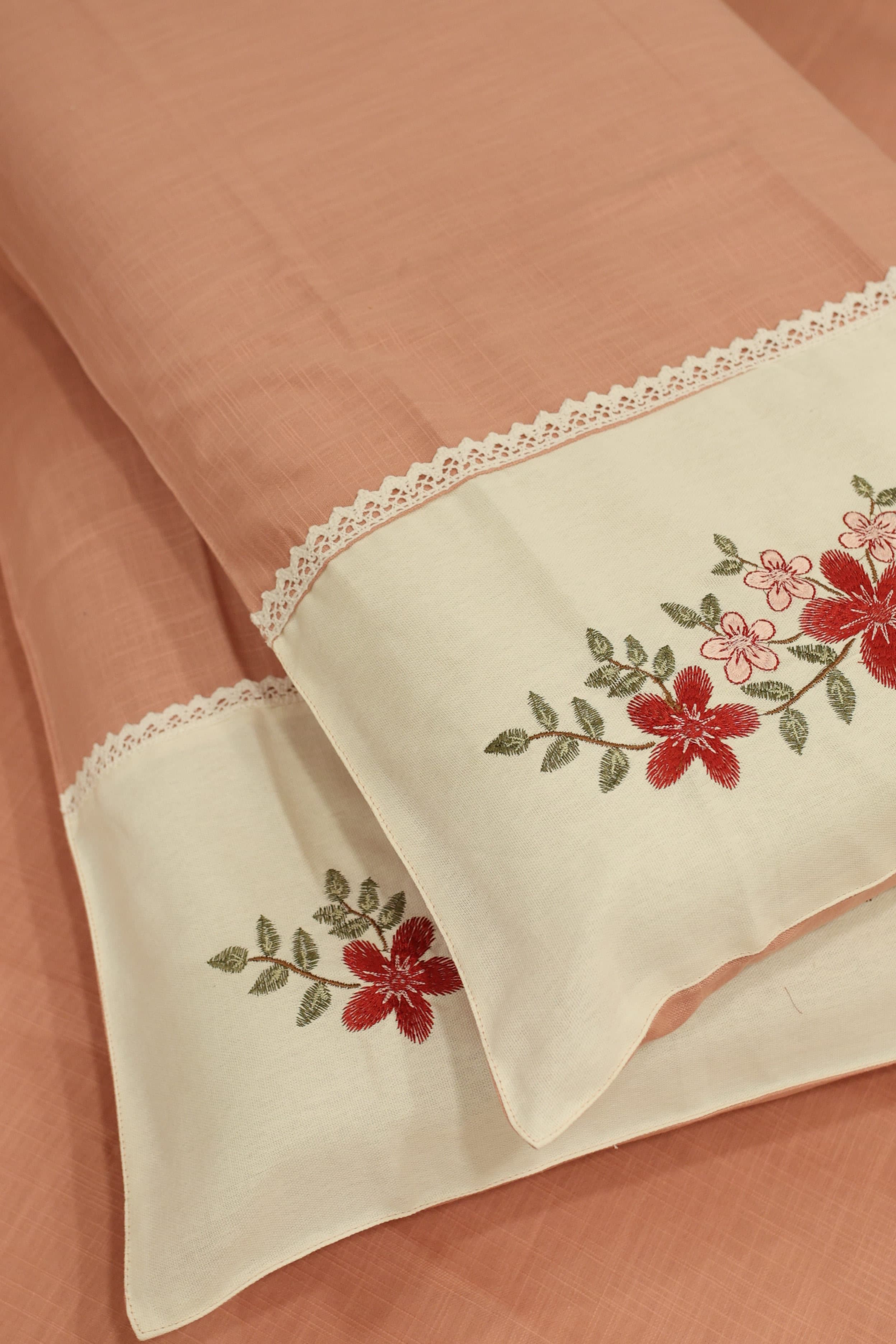 Bedsheets - King premium machine embroidery bedsheets lace bedsheets