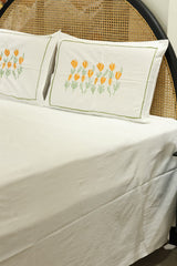 King Size Premium Machine Embroidery Bedsheet Set with 2 Pillow Covers (108x108")