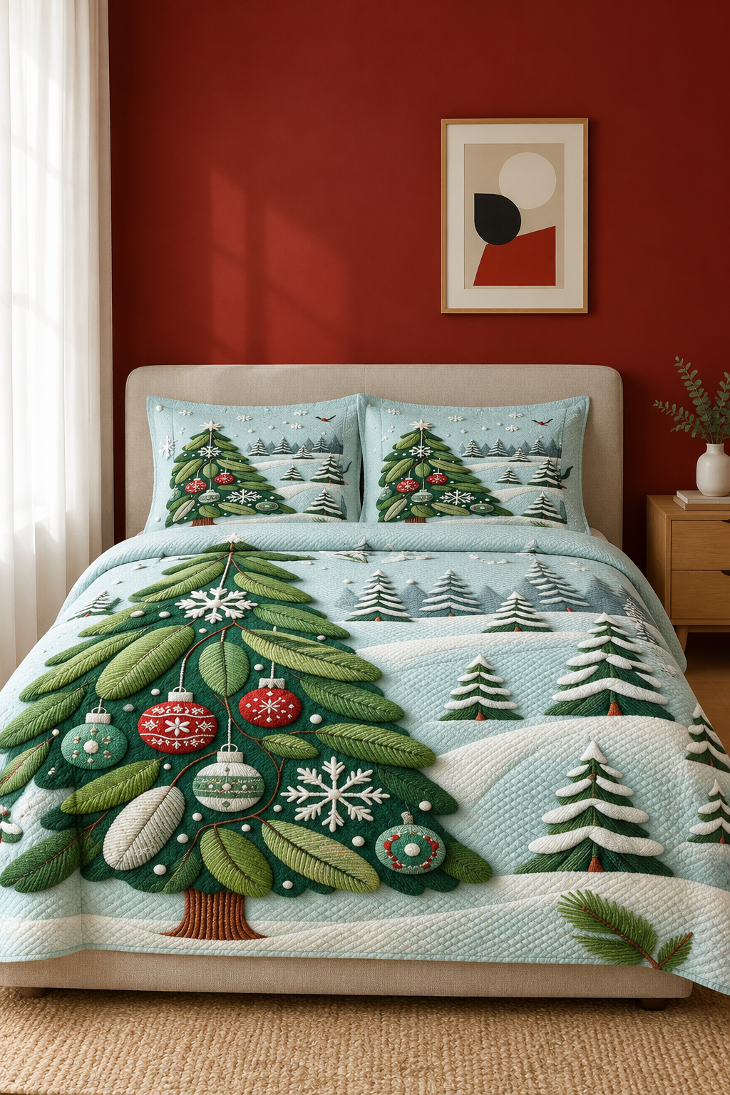 Christmas 7D Panel Print King Size Bedsheet Set - Xmas edition