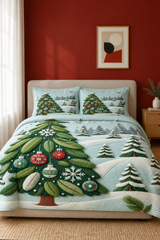 Christmas 7D Panel Print King Size Bedsheet Set - Xmas edition