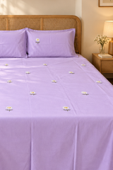 King Size Premium Machine Embroidery Bedsheet Set with 2 Pillow Covers (108x108)