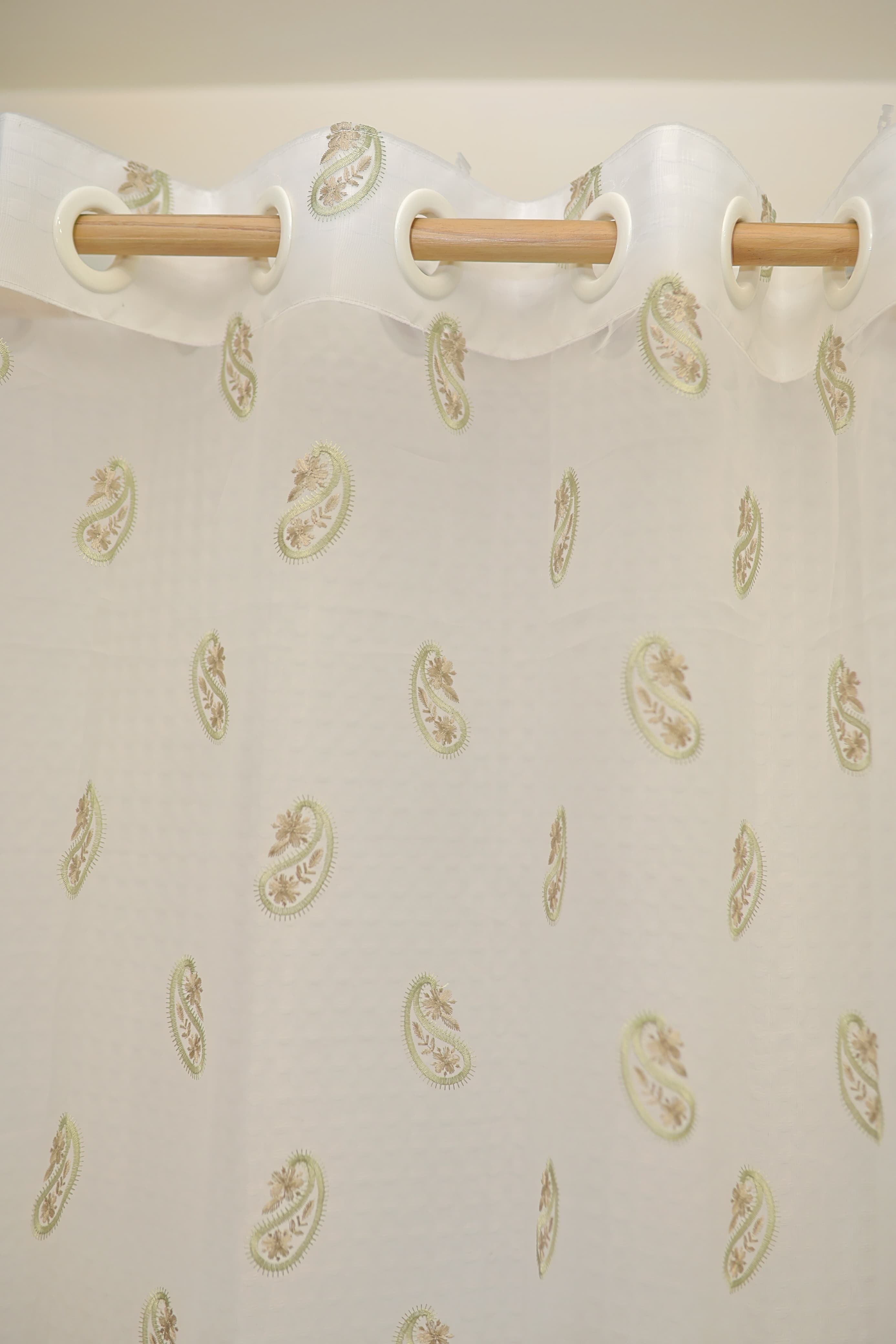 Curtains-Embroidered organza sheer curtains