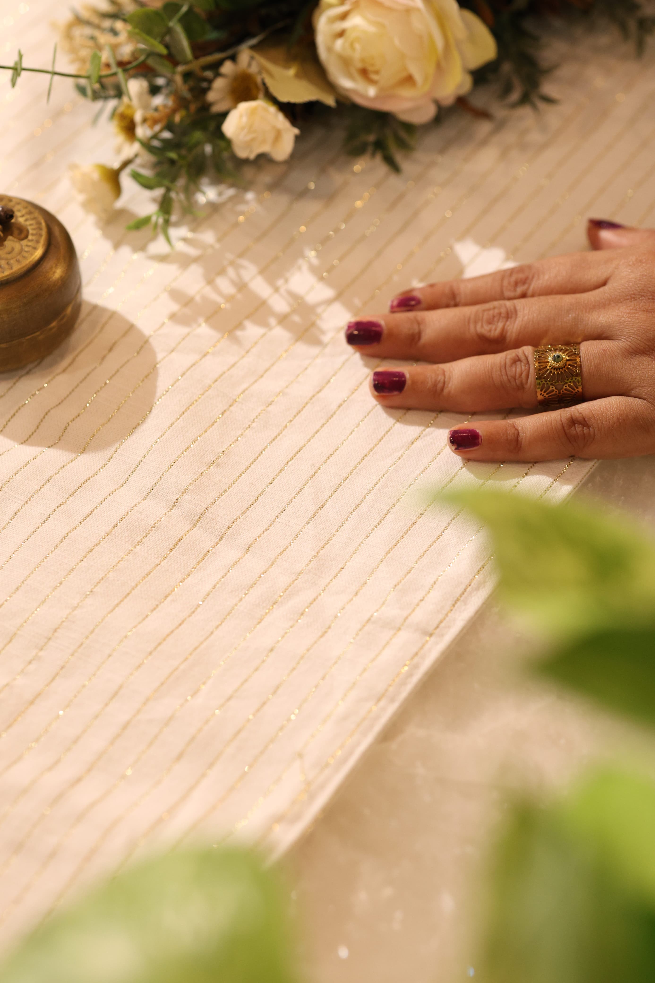 Onam Striped Table Runner - 6 seater