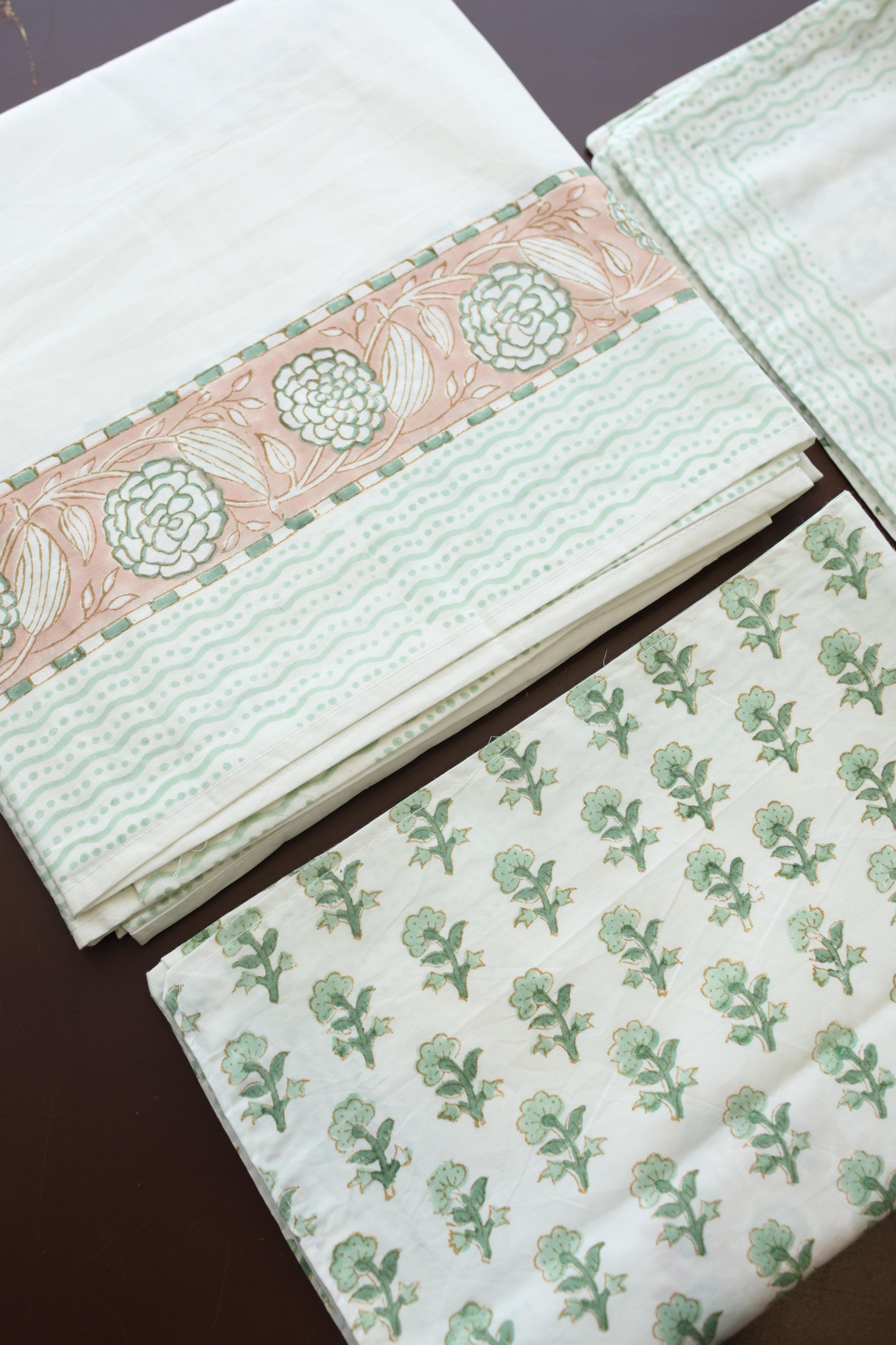 Bedsheets - King percale cotton handblock soft lily  bedsheets
