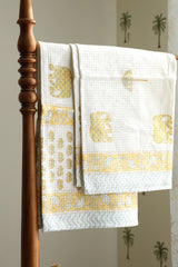 Towels - Waffle Handblock print Towel Set