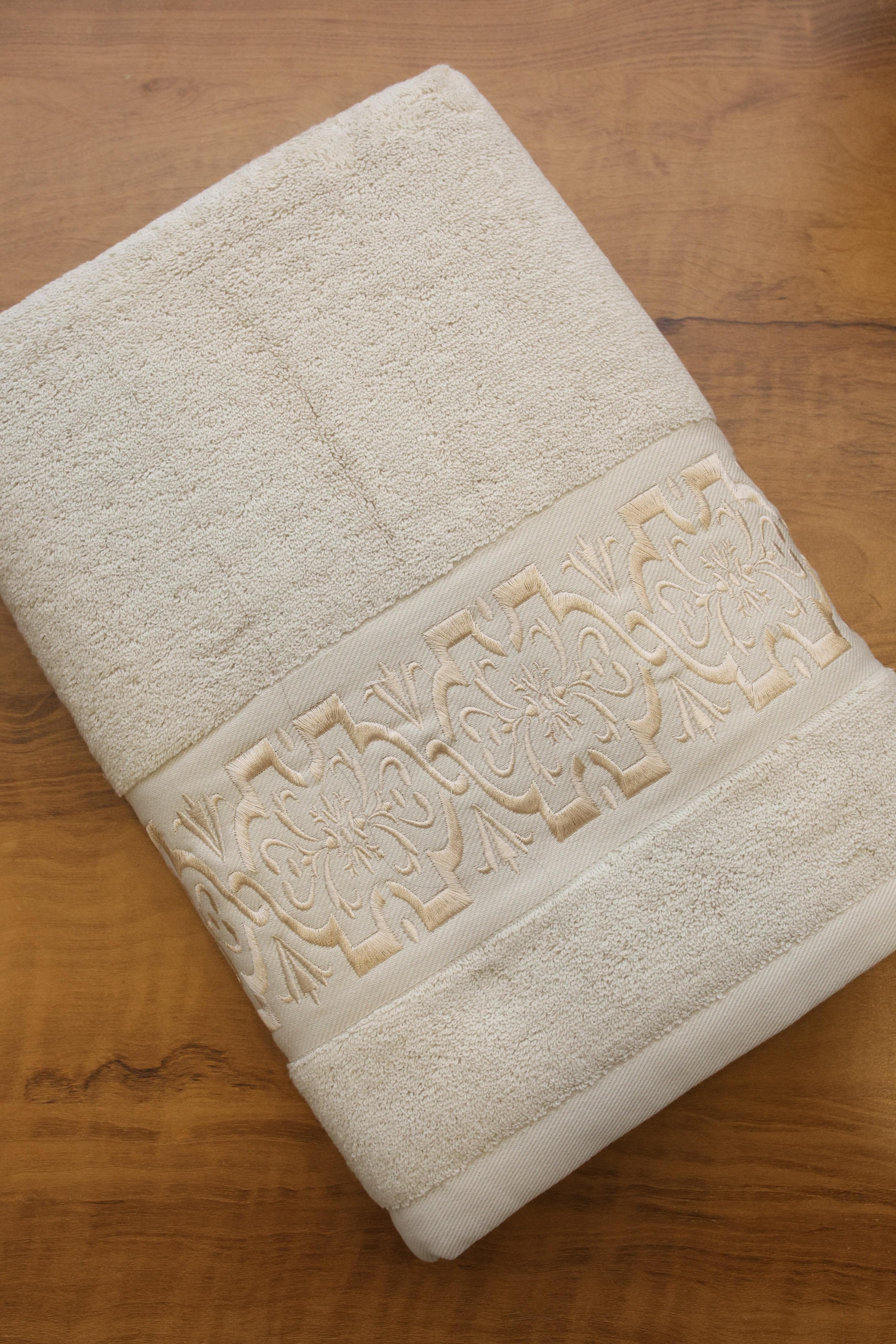 Premium Floral Embroidery  Bath Towel – Pastel
