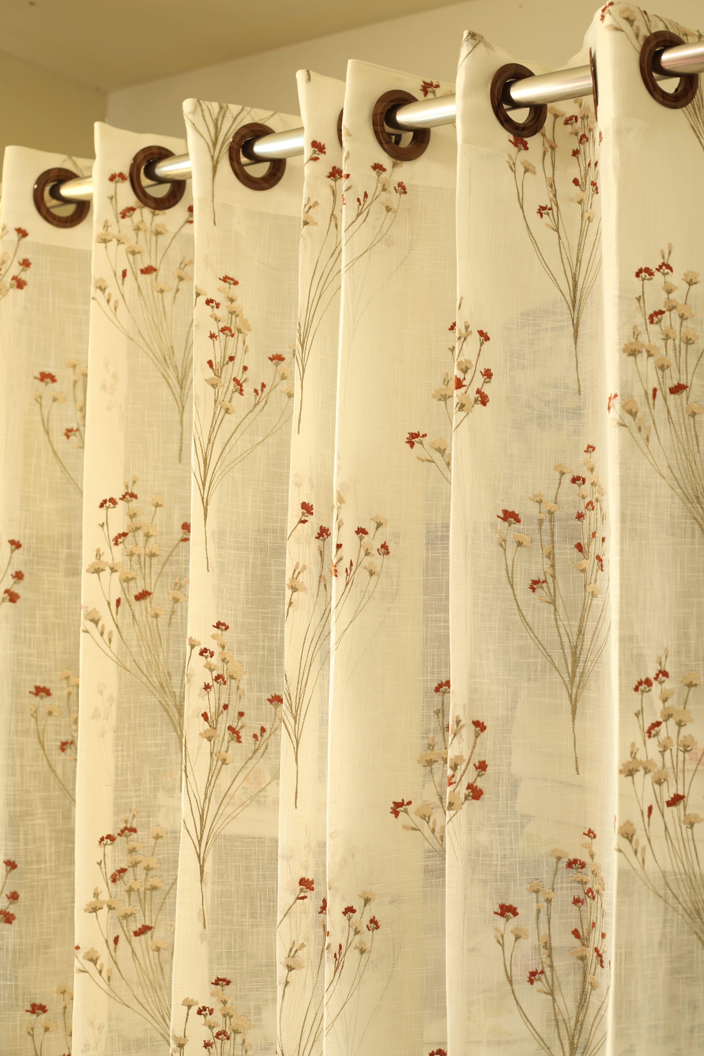 Curtains -Premium embroidered sheer curtain off white base