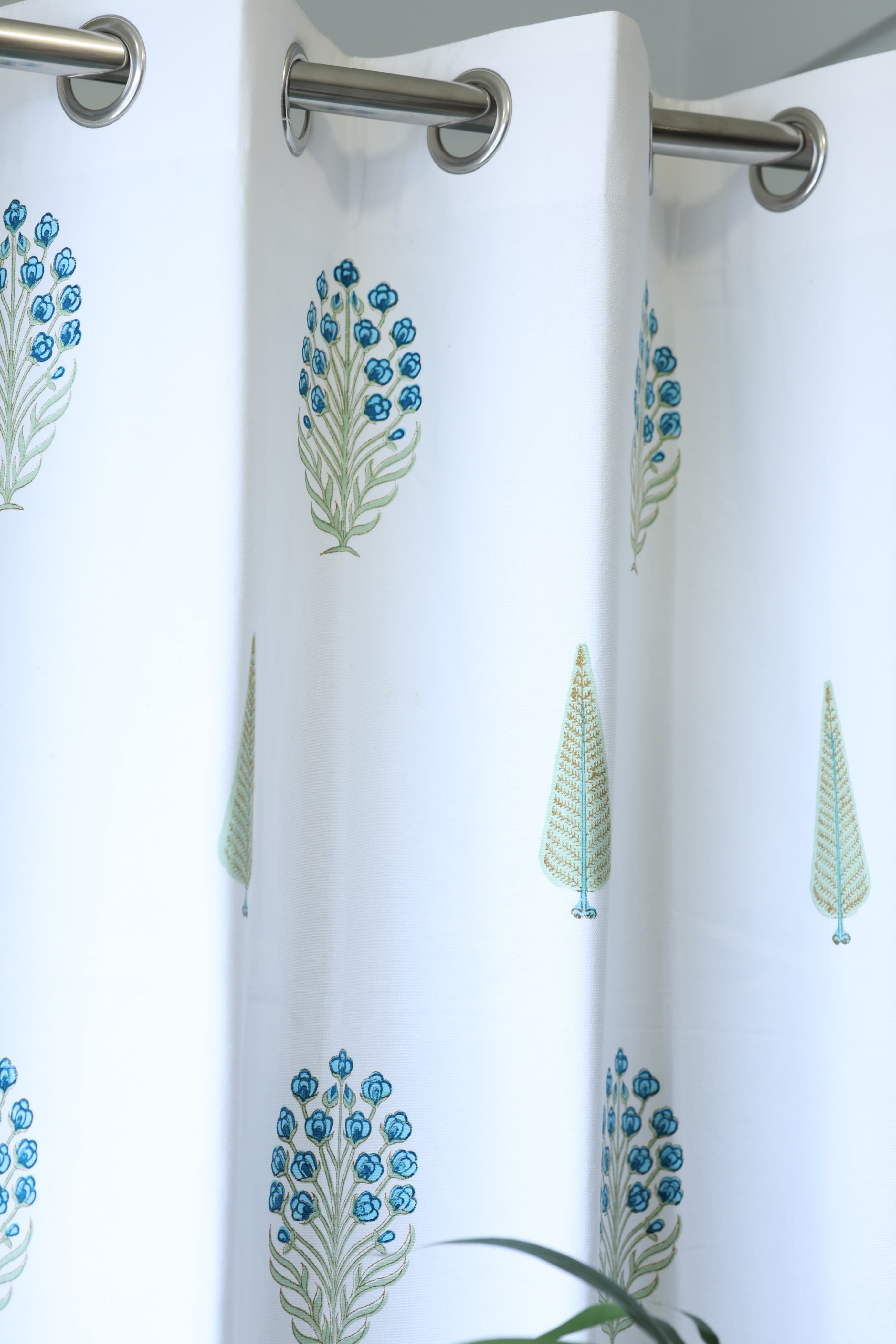 Curtains - Handblock printed curtains white base