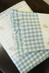 Bedsheets - King Premium check floral embroidery bedsheet