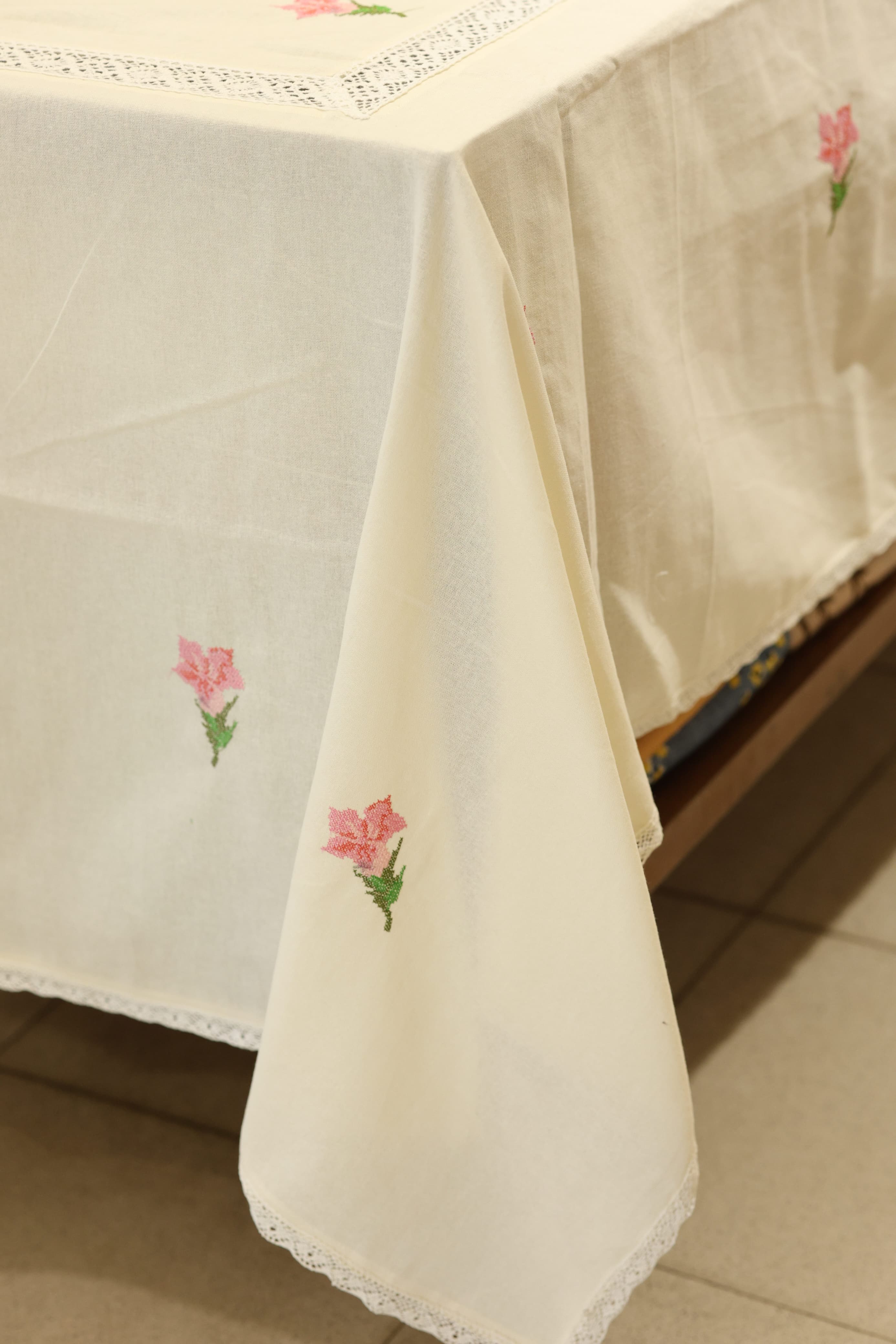 Table cloths-8 seater cross stitch embroidered