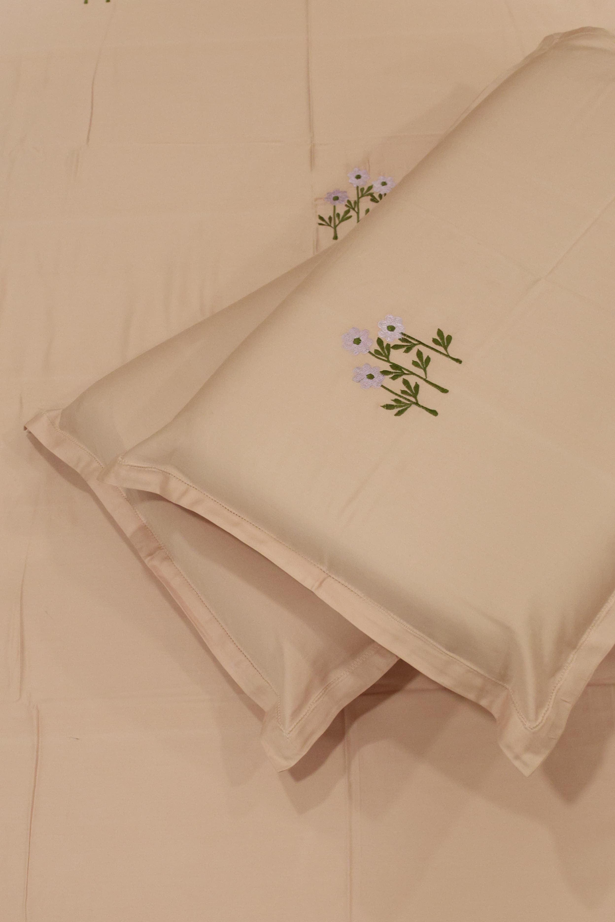 King Size Premium Machine Embroidery Bedsheet Set with 2 Pillow Covers (108x108")