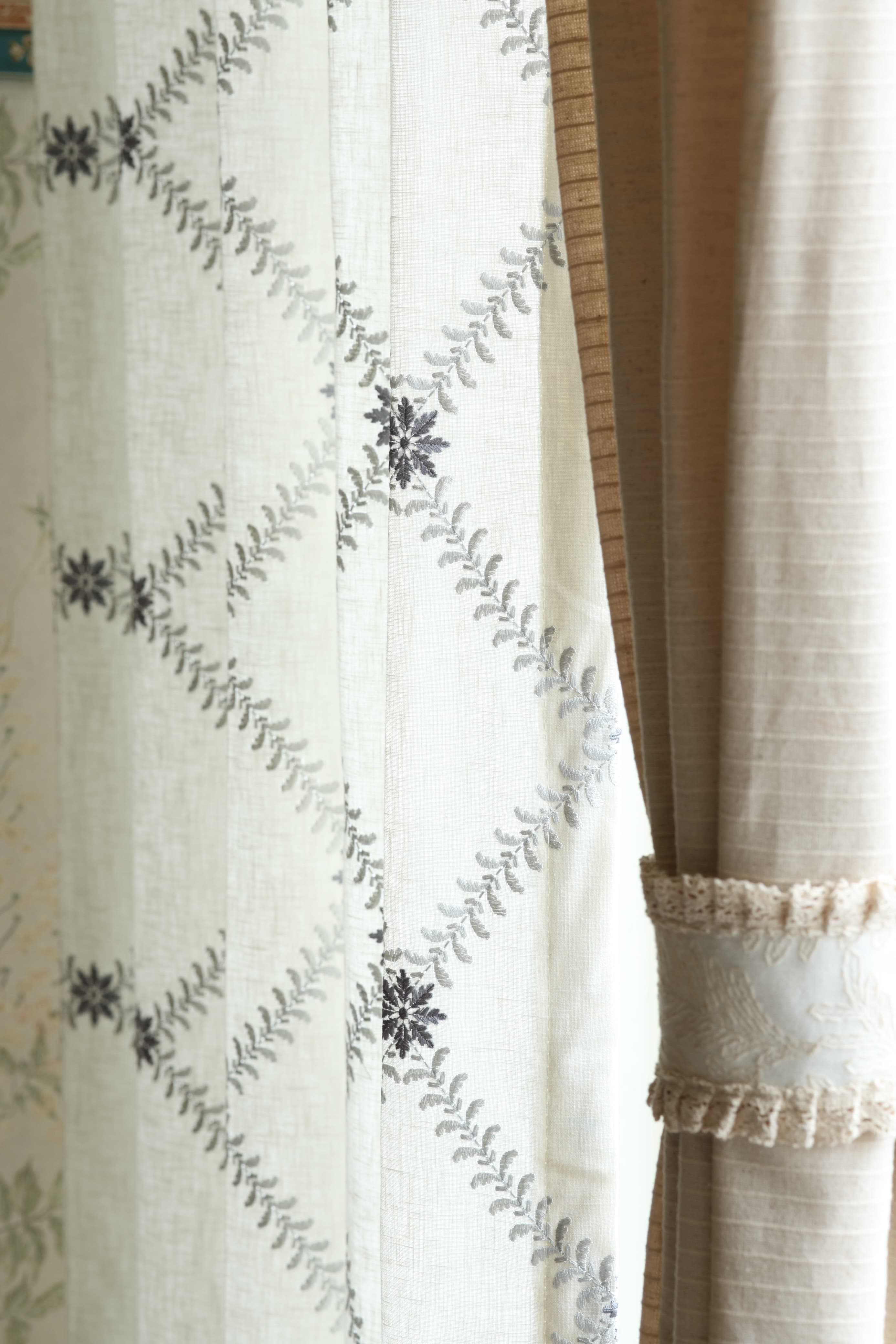 Premium Embroidery Opaque Curtains - Charlotte