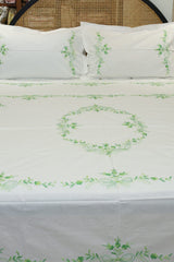 Premium Hand Embroidery Cotton King Size Bedsheet Set with 2 Pillow Covers HEK