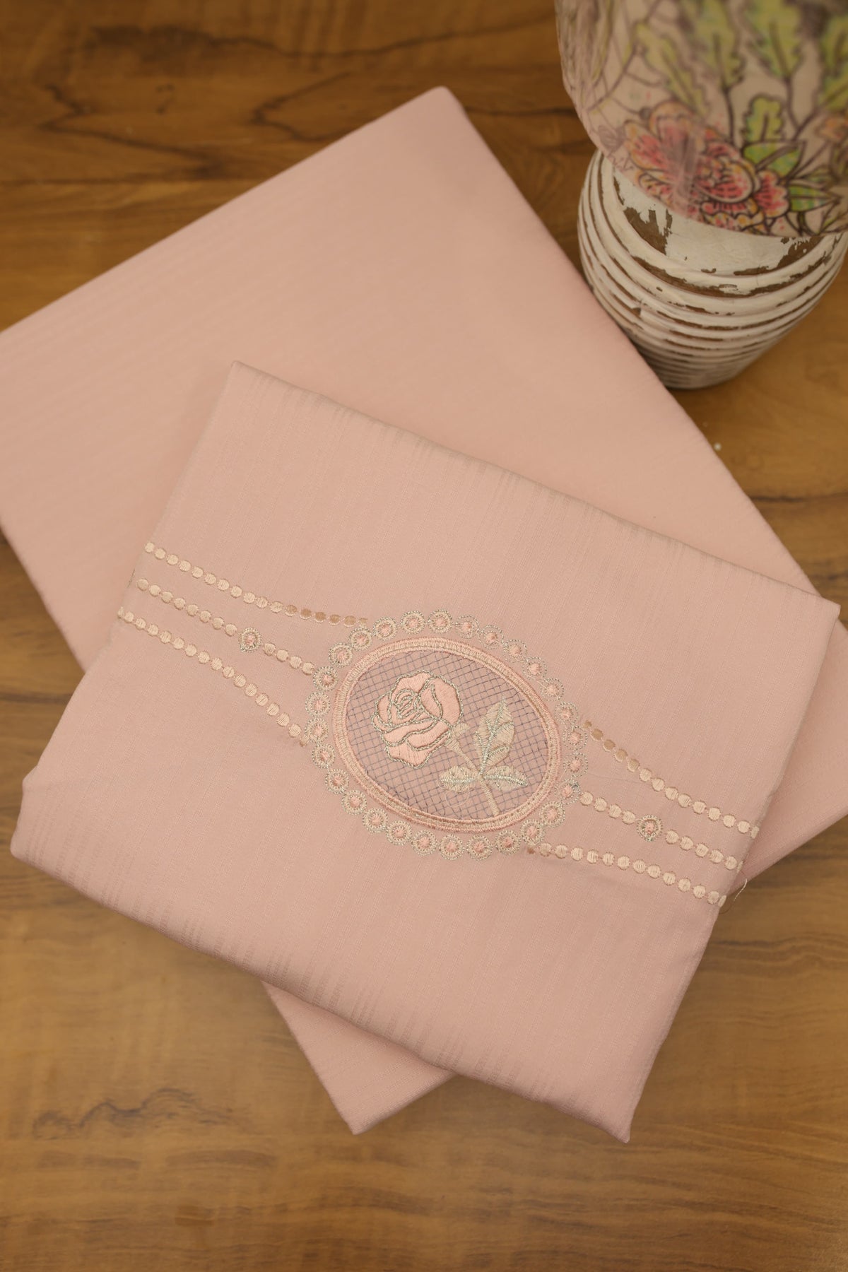 Bedsheets - Queen Premium Embroidery Bedsheet – Blush Rose Solid