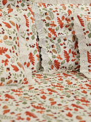 Bedsheets - Premium king floral printed lace bedsheet with cushion covers rose bud