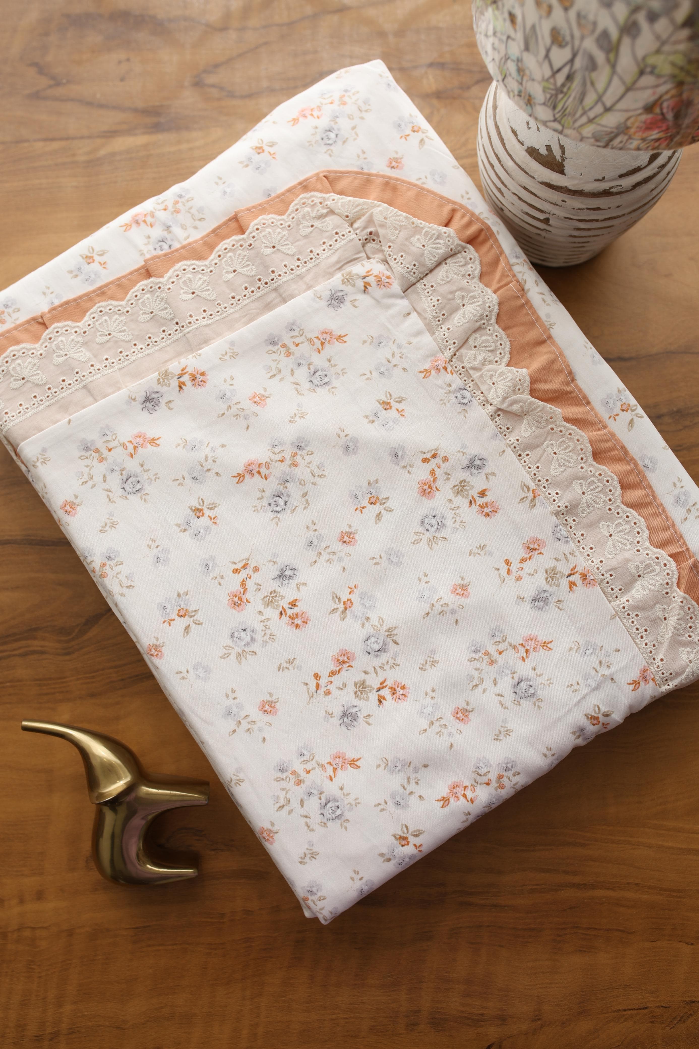 Bedsheets - Premium King soft cotton lace bedsheets majestic