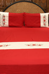 Bedsheets - King premium machine embroidery bedsheets lace bedsheets Xmas edition