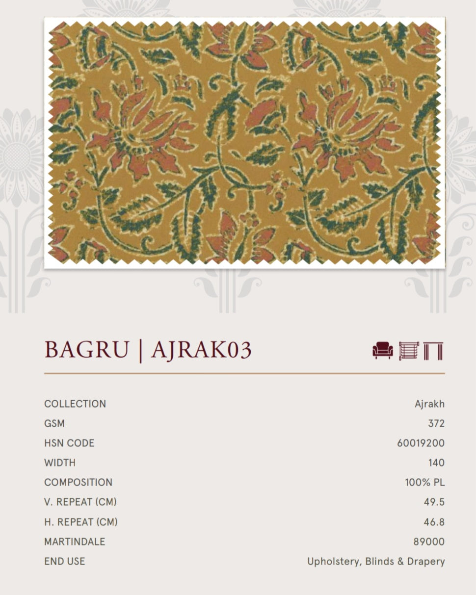 Upholstery fabrics -Ajrakh(Bagru)