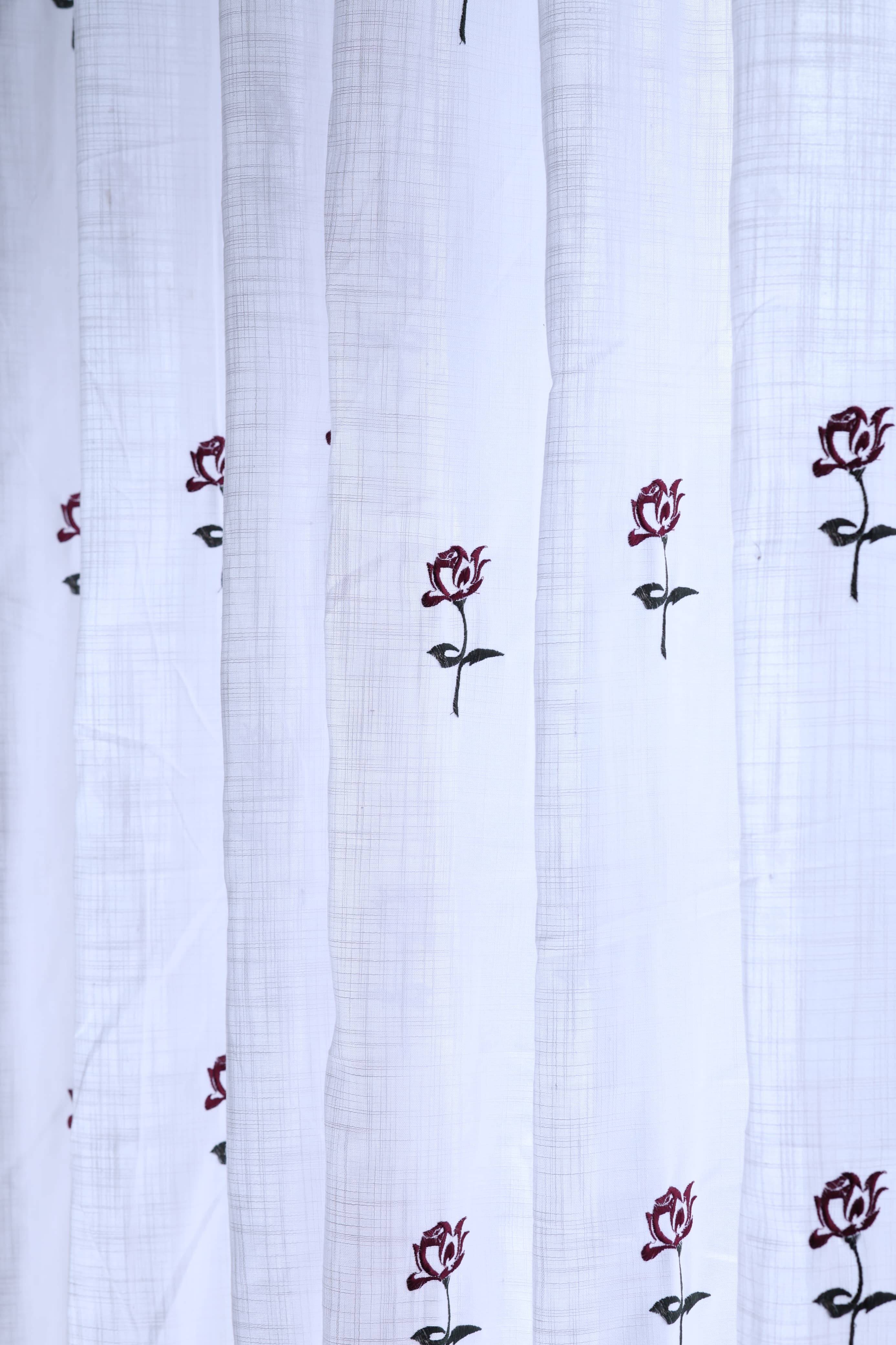 Curtains - Embroidery Semi transparent curtains LINEN Bud (pink base)