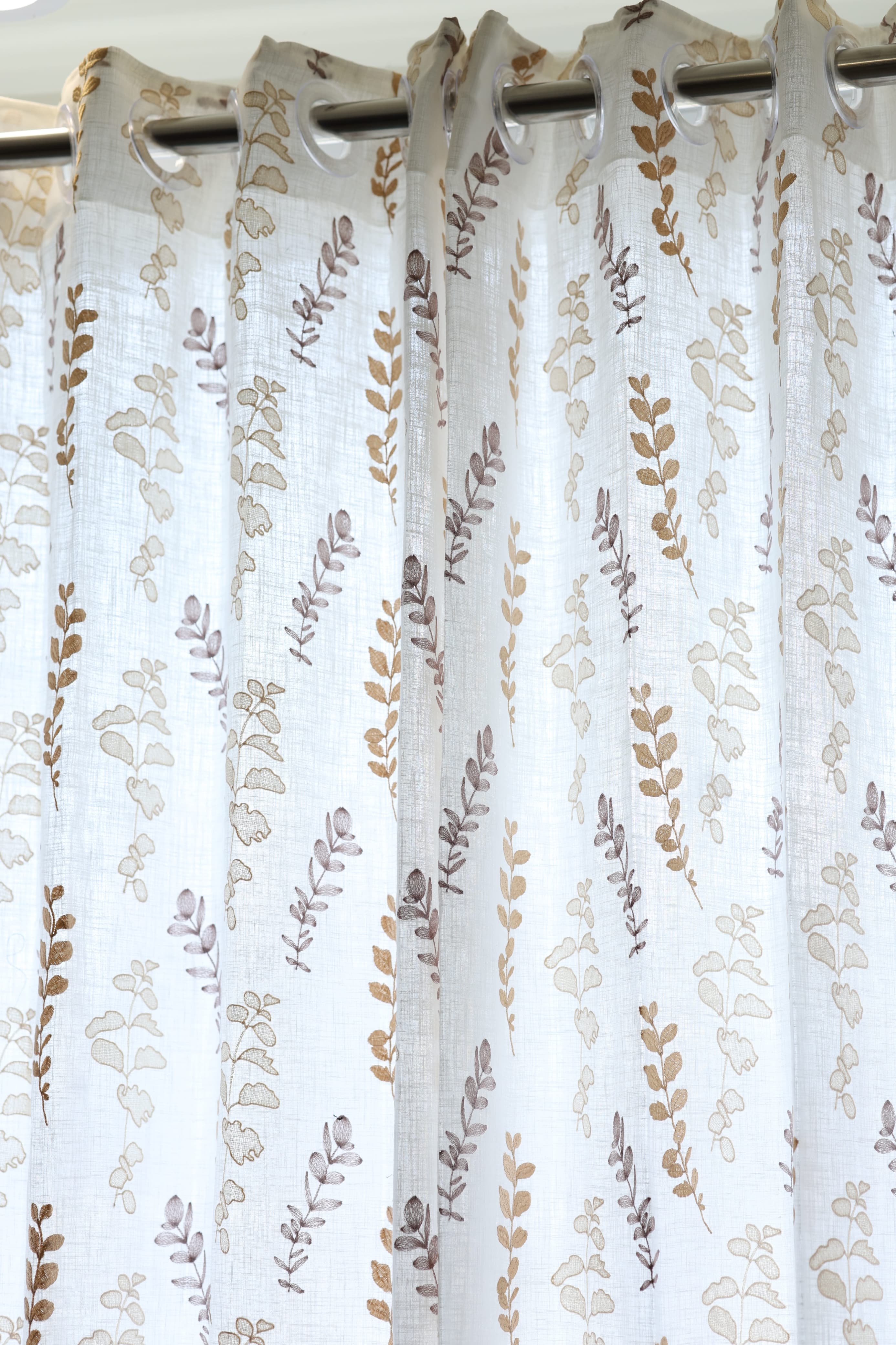 Curtains - Premium Embroidery sheer curtains cotton rainbow olivia semi transparent