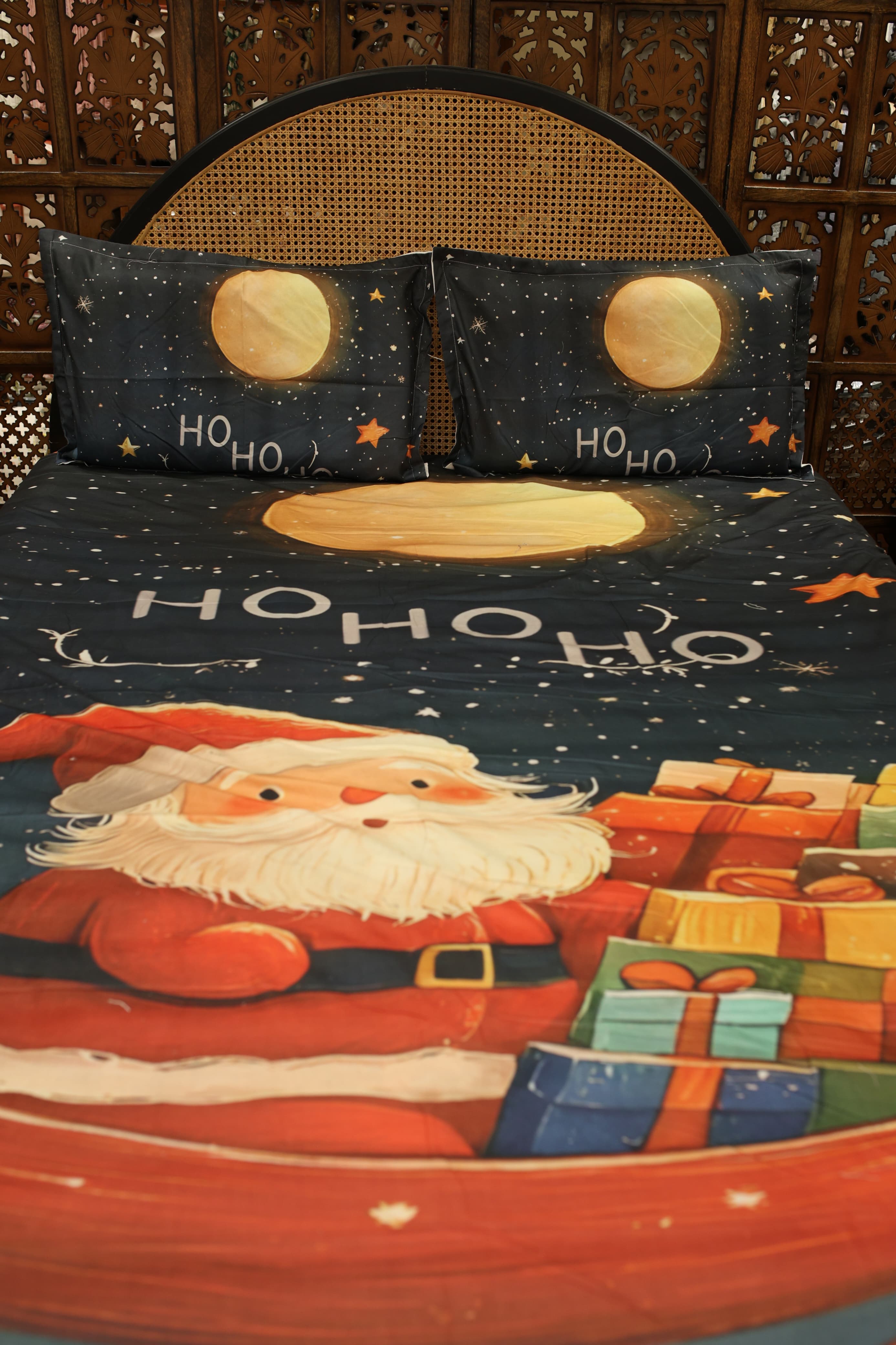 Christmas 7D Panel Print King Size Bedsheet Set - Xmas edition