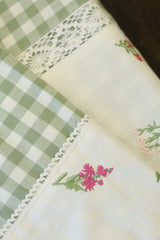 Check Floral Embroidery Bedspread bed sheet