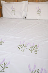 Queen Size Premium Machine Embroidery Bedsheet Set with 2 Pillow Covers (90x100)